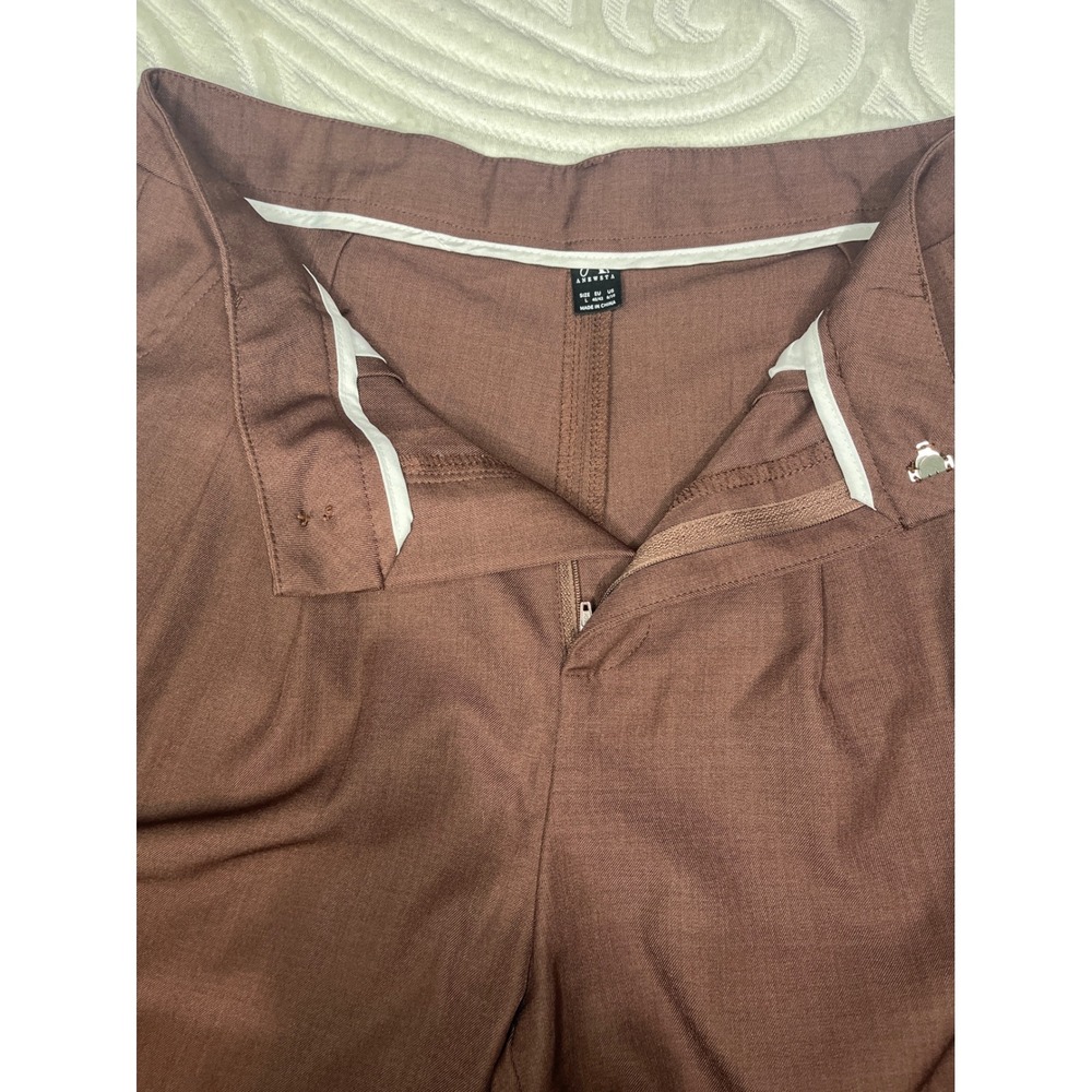 Anewsta Womens High Waisted Extra Wide Leg Pleated Trousers Dark Brown L 8/10 - Picture 8 of 12